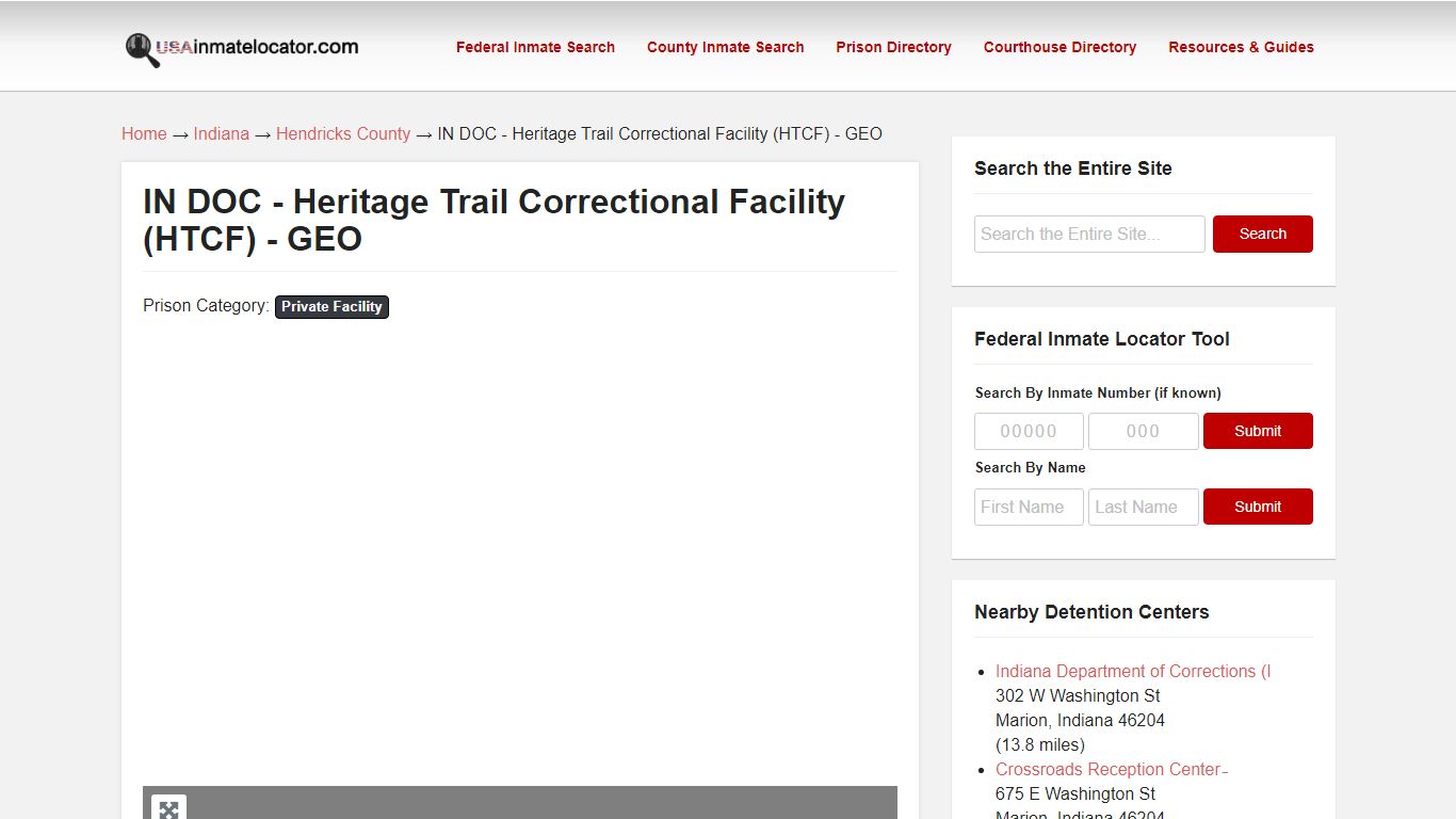 IN DOC - Heritage Trail Correctional Facility (HTCF) - GEO