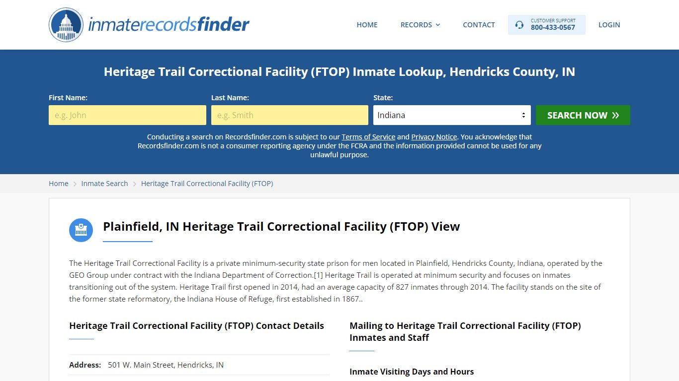 Heritage Trail Correctional Facility (FTOP) Roster & Inmate Search ...
